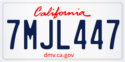 CA license plate 7MJL447