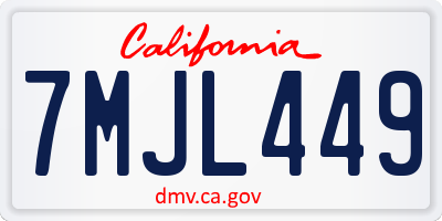 CA license plate 7MJL449