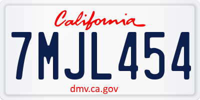 CA license plate 7MJL454