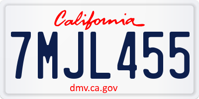 CA license plate 7MJL455