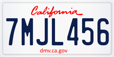 CA license plate 7MJL456