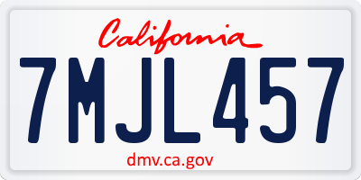 CA license plate 7MJL457