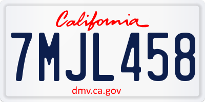 CA license plate 7MJL458