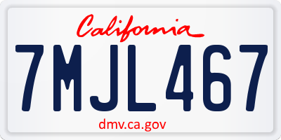 CA license plate 7MJL467