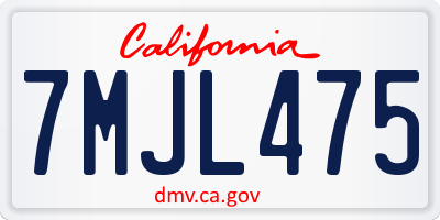 CA license plate 7MJL475