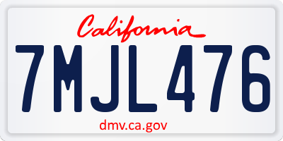 CA license plate 7MJL476