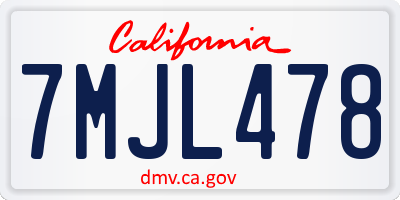 CA license plate 7MJL478