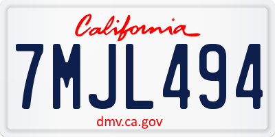 CA license plate 7MJL494