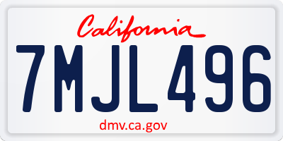 CA license plate 7MJL496