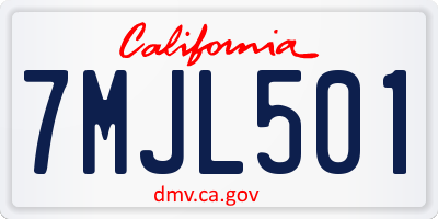 CA license plate 7MJL501