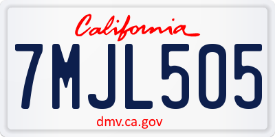 CA license plate 7MJL505