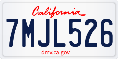 CA license plate 7MJL526