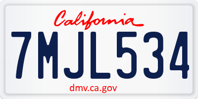 CA license plate 7MJL534