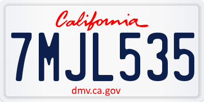 CA license plate 7MJL535