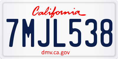 CA license plate 7MJL538