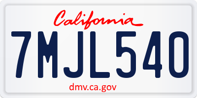 CA license plate 7MJL540