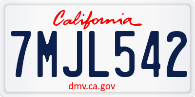 CA license plate 7MJL542