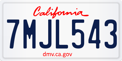 CA license plate 7MJL543