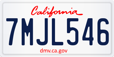 CA license plate 7MJL546