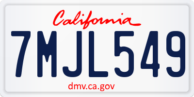 CA license plate 7MJL549