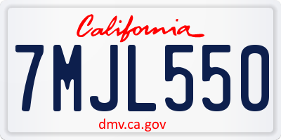 CA license plate 7MJL550