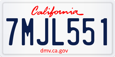 CA license plate 7MJL551