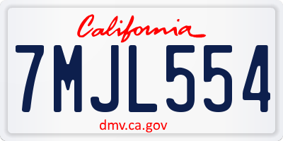 CA license plate 7MJL554