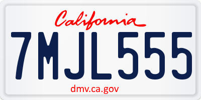 CA license plate 7MJL555