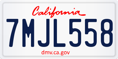 CA license plate 7MJL558