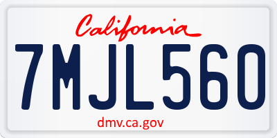 CA license plate 7MJL560