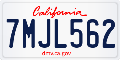 CA license plate 7MJL562