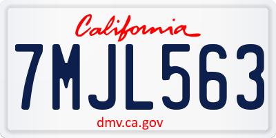 CA license plate 7MJL563