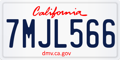 CA license plate 7MJL566