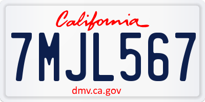 CA license plate 7MJL567