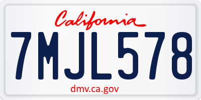 CA license plate 7MJL578