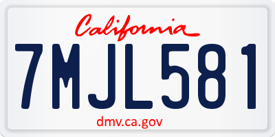 CA license plate 7MJL581