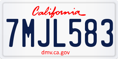 CA license plate 7MJL583