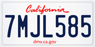 CA license plate 7MJL585