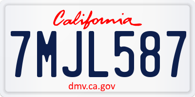 CA license plate 7MJL587