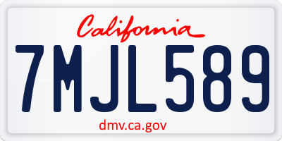 CA license plate 7MJL589