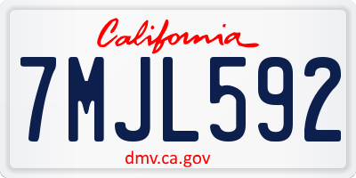 CA license plate 7MJL592