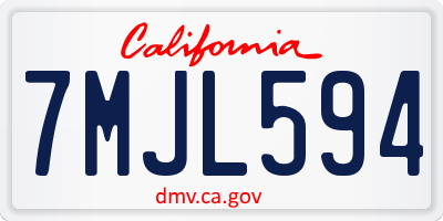 CA license plate 7MJL594