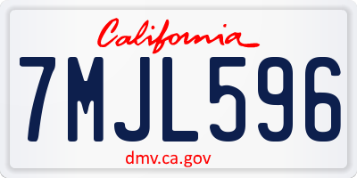 CA license plate 7MJL596