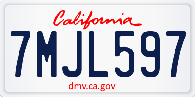 CA license plate 7MJL597