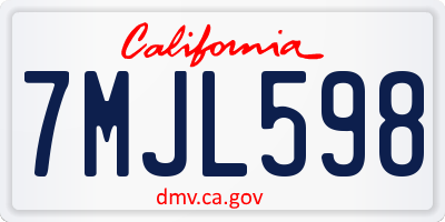 CA license plate 7MJL598