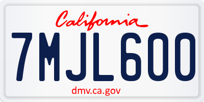 CA license plate 7MJL600