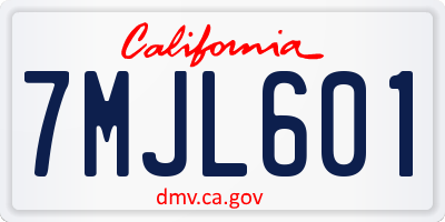 CA license plate 7MJL601