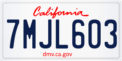 CA license plate 7MJL603