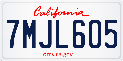 CA license plate 7MJL605