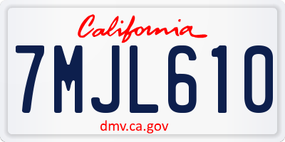 CA license plate 7MJL610